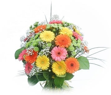 Ankara Balgat Demetevler �i�ek�i firma �r�n�m�z kar���k gerbera mevsim �i�ek buketi